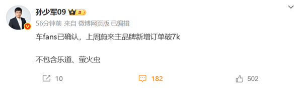 蔚来免费换电券活动助力销量飙升，单周新增订单突破七千台