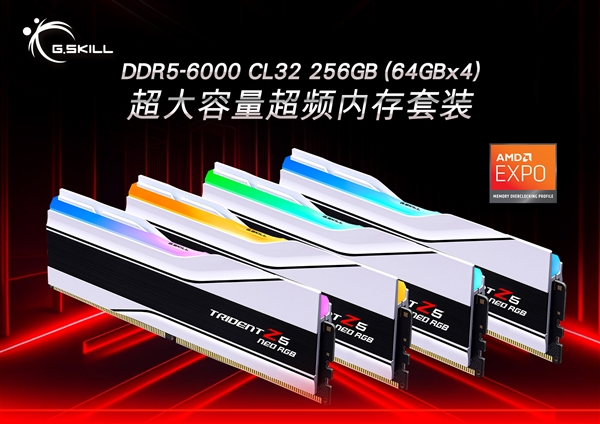 全球首发！芝奇DDR5-6000 256GB超大容量内存震撼登场