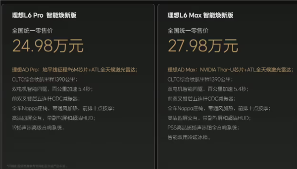 理想L6智能焕新版全系激光雷达加持上市，最低价格曝光，24.98万元起