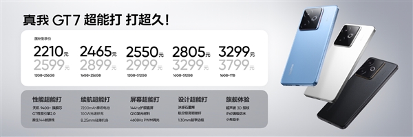 国补价2210元起!真我GT7发布:天玑9400+配7200mAh性能续航双冠王