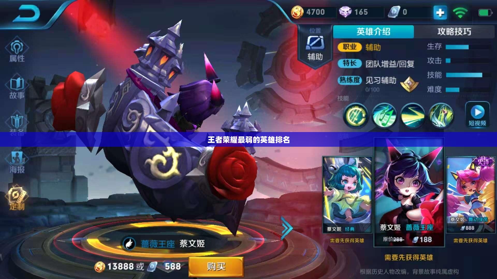 王者荣耀最弱英雄盘点与分析