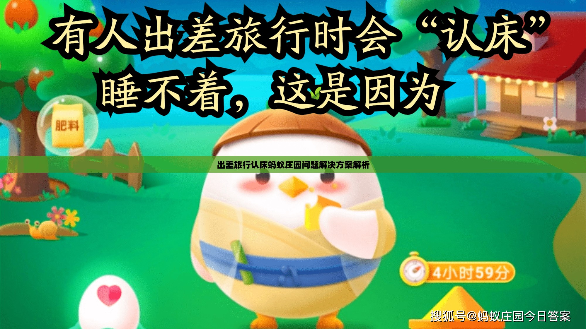 出差旅行认床蚂蚁庄园问题解决方案解析