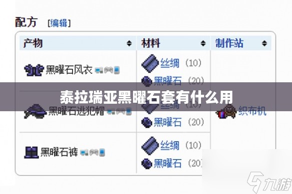 泰拉瑞亚黑曜石套装效果全面解析