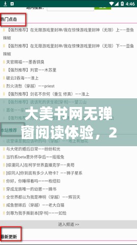 大美书网无弹窗阅读体验，2023年最佳选择解析