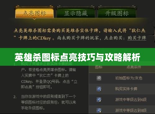 英雄杀图标点亮技巧与攻略解析