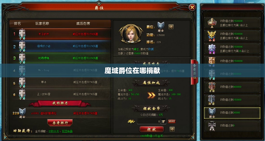 魔域爵位系统深度解析:如何利用爵位提升游戏实力 魔域爵位系统深度解析:如何利用爵位提升游戏实力