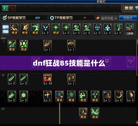DNF85级狂战士技能加点详细解析