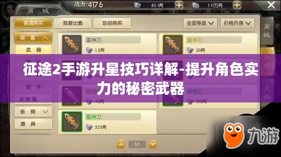 征途2手游升星技巧详解-提升角色实力的秘密武器