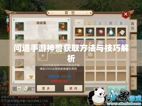 问道手游神兽获取方法与技巧解析