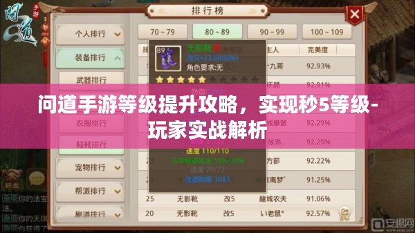 问道手游等级提升攻略，实现秒5等级-玩家实战解析