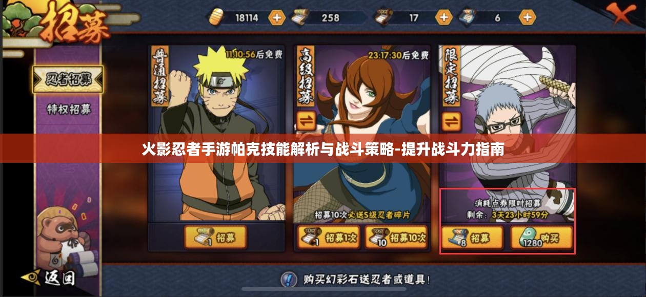 火影忍者手游帕克技能解析与战斗策略-提升战斗力指南