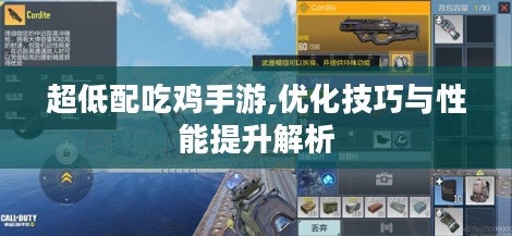 超低配吃鸡手游,优化技巧与性能提升解析 超低配吃鸡手游,优化技巧与性能提升解析