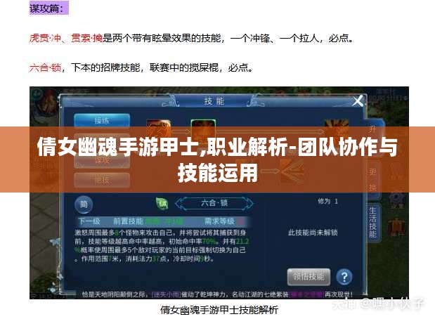 倩女幽魂手游甲士,职业解析-团队协作与技能运用