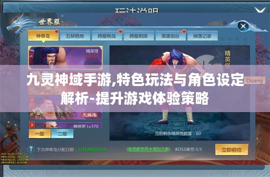 九灵神域手游,特色玩法与角色设定解析-提升游戏体验策略