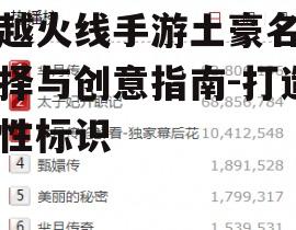 穿越火线手游土豪名字选择与创意指南-打造个性标识