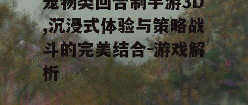 宠物类回合制手游3D,沉浸式体验与策略战斗的完美结合-游戏解析