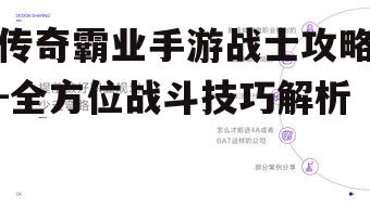 传奇霸业手游战士攻略-全方位战斗技巧解析