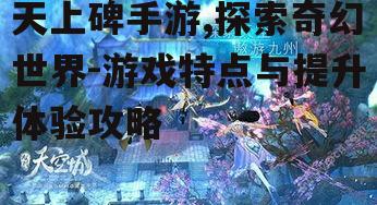 天上碑手游,探索奇幻世界-游戏特点与提升体验攻略