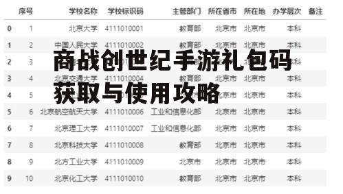 商战创世纪手游礼包码获取与使用攻略
