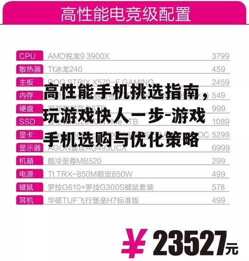高性能手机挑选指南，玩游戏快人一步-游戏手机选购与优化策略