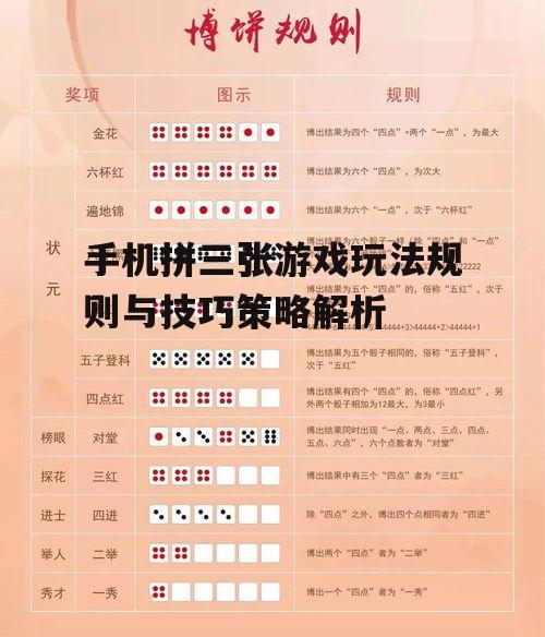 手机拼三张游戏玩法规则与技巧策略解析