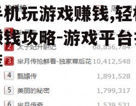 手机玩游戏赚钱,轻松赚钱攻略-游戏平台推荐