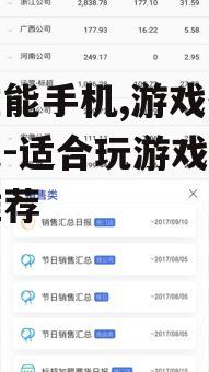 高性能手机,游戏体验优化-适合玩游戏的手机推荐