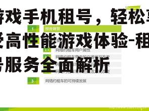 二、租号服务的选择