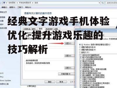 二、优化游戏设置以提升体验