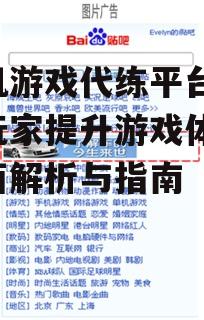三、如何选择合适的代练平台