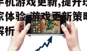 手机游戏更新,提升玩家体验-游戏更新策略解析