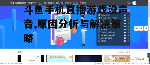 斗鱼手机直播游戏没声音,原因分析与解决策略