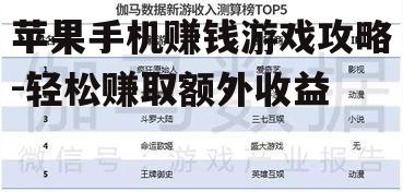 苹果手机赚钱游戏攻略-轻松赚取额外收益