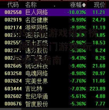 二、热门游戏类型分析