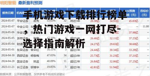 三、如何根据排行榜选择游戏