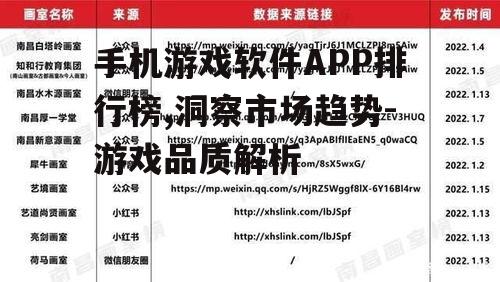 手机游戏软件APP排行榜,洞察市场趋势-游戏品质解析