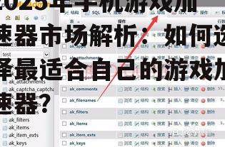 2025年手机游戏加速器市场解析:如何选择最适合自己的游戏加速器?