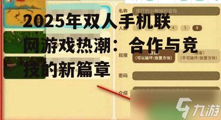 二、热门双人手机联网游戏盘点