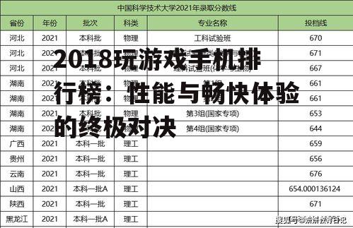 2018玩游戏手机排行榜：性能与畅快体验的终极对决