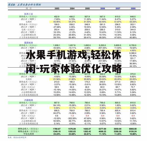 水果手机游戏,轻松休闲-玩家体验优化攻略
