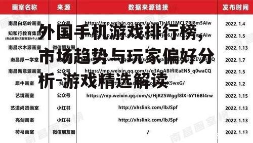 外国手机游戏排行榜,市场趋势与玩家偏好分析-游戏精选解读
