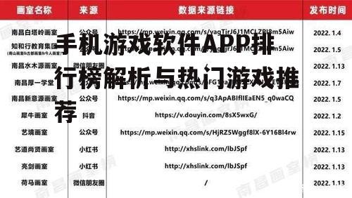 手机游戏软件APP排行榜解析与热门游戏推荐