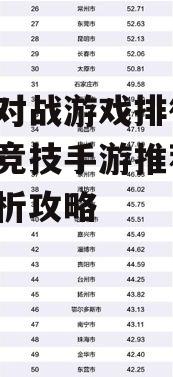手机对战游戏排行榜,热门竞技手游推荐-游戏解析攻略