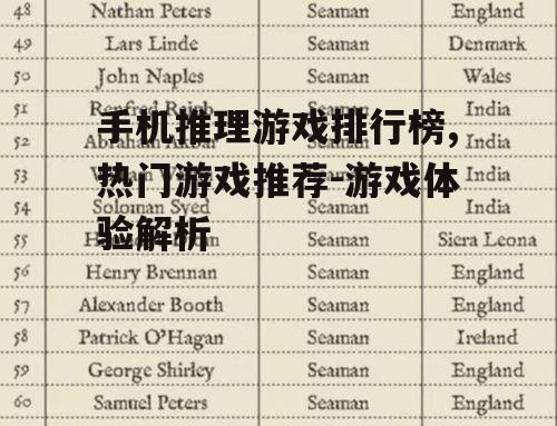 手机推理游戏排行榜,热门游戏推荐-游戏体验解析
