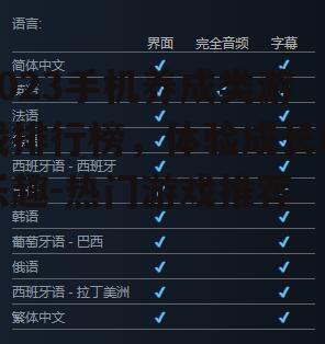 2023手机养成类游戏排行榜，体验成长的乐趣-热门游戏推荐