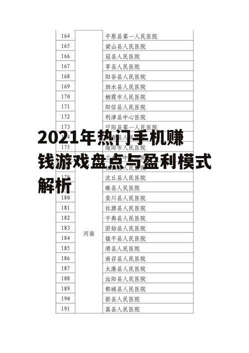 二、2021年热门赚钱游戏推荐
