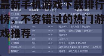 二、热门游戏类型分析
