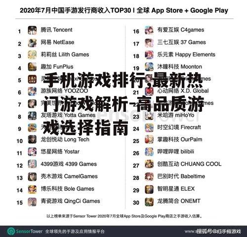 手机游戏排行,最新热门游戏解析-高品质游戏选择指南