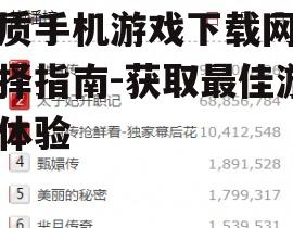 优质手机游戏下载网站选择指南-获取最佳游戏体验