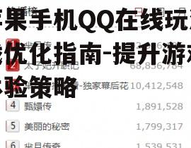 苹果手机QQ在线玩游戏优化指南-提升游戏体验策略